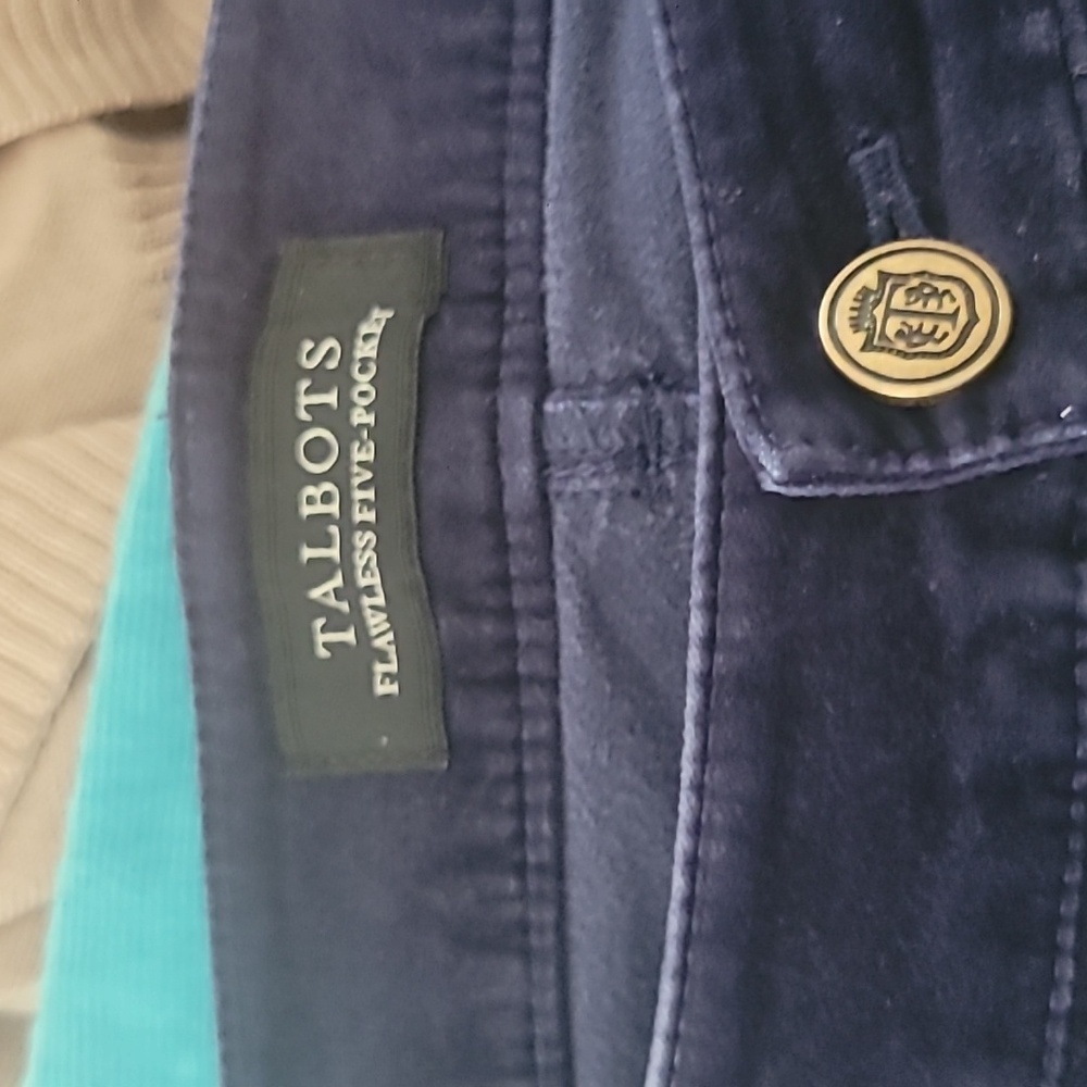 Talbots Flawless Five-Pocket Straight Leg Corduroy Jeans Size 10 Navy Blue - Picture 2 of 6